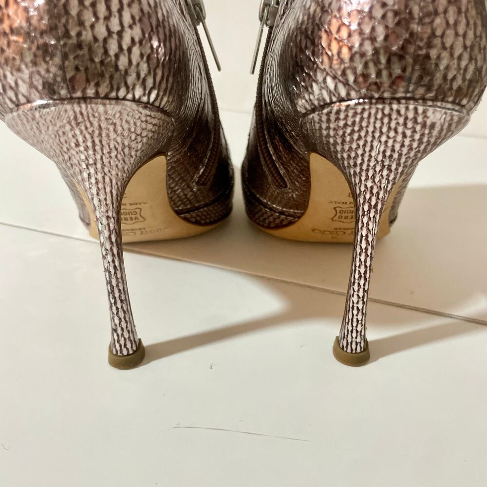 Jimmy Choo Metallic Snakeskin Ankle Boots Rhinestone Crystal Embellished sz 38 - Picture 11 of 13